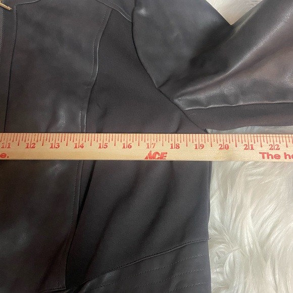 Thalia Sodi Sz L Charcoal Gray Faux Leather Collarless Women’s Jacket - Picture 11 of 16